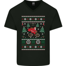 Cycling Santa Claus Christmas Cyclist Mens V-Neck Cotton T-Shirt Black