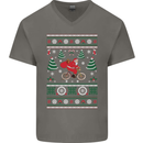 Cycling Santa Claus Christmas Cyclist Mens V-Neck Cotton T-Shirt Charcoal