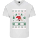 Cycling Santa Claus Christmas Cyclist Mens V-Neck Cotton T-Shirt White