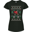 Cycling Santa Claus Christmas Cyclist Womens Petite Cut T-Shirt Black