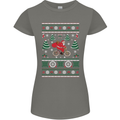 Cycling Santa Claus Christmas Cyclist Womens Petite Cut T-Shirt Charcoal