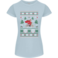 Cycling Santa Claus Christmas Cyclist Womens Petite Cut T-Shirt Light Blue