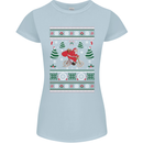 Cycling Santa Claus Christmas Cyclist Womens Petite Cut T-Shirt Light Blue