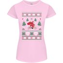 Cycling Santa Claus Christmas Cyclist Womens Petite Cut T-Shirt Light Pink
