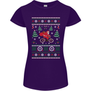 Cycling Santa Claus Christmas Cyclist Womens Petite Cut T-Shirt Purple