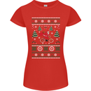 Cycling Santa Claus Christmas Cyclist Womens Petite Cut T-Shirt Red