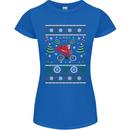 Cycling Santa Claus Christmas Cyclist Womens Petite Cut T-Shirt Royal Blue