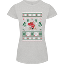 Cycling Santa Claus Christmas Cyclist Womens Petite Cut T-Shirt Sports Grey