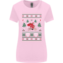 Cycling Santa Claus Christmas Cyclist Womens Wider Cut T-Shirt Light Pink