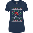 Cycling Santa Claus Christmas Cyclist Womens Wider Cut T-Shirt Navy Blue