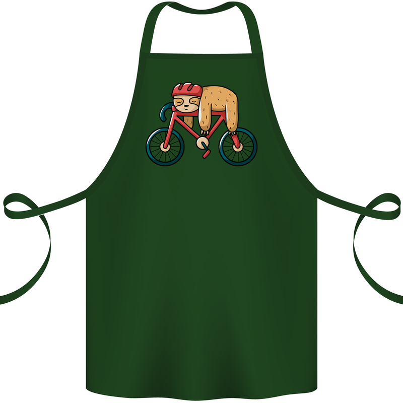 Cycling Sleeping Sloth Bicycle Cyclist Cotton Apron 100% Organic Forest Green