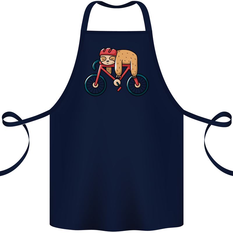 Cycling Sleeping Sloth Bicycle Cyclist Cotton Apron 100% Organic Navy Blue
