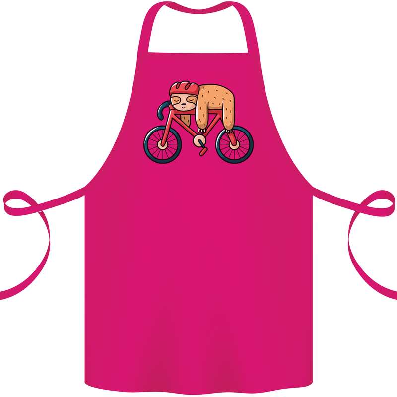 Cycling Sleeping Sloth Bicycle Cyclist Cotton Apron 100% Organic Pink