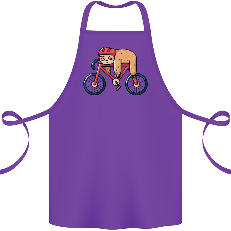 Cycling Sleeping Sloth Bicycle Cyclist Cotton Apron 100% Organic Purple