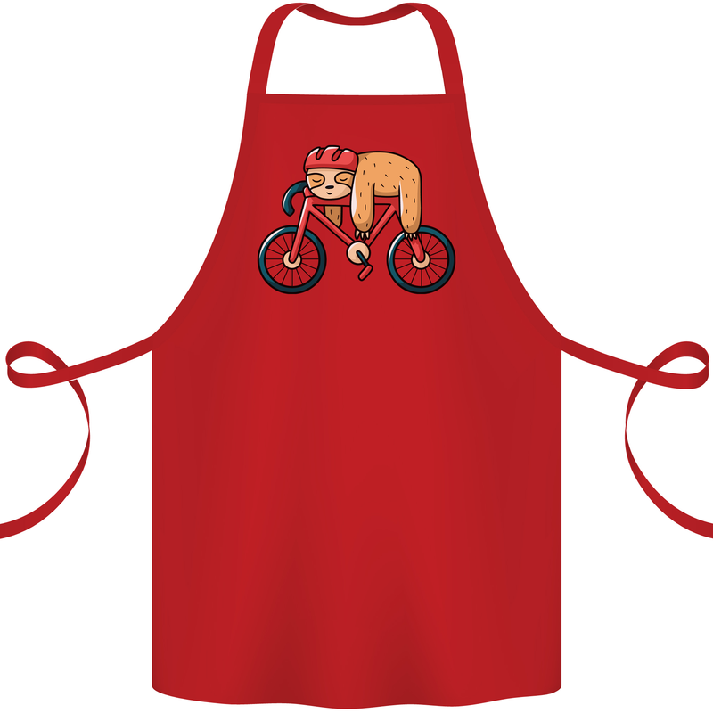 Cycling Sleeping Sloth Bicycle Cyclist Cotton Apron 100% Organic Red