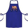 Cycling Sleeping Sloth Bicycle Cyclist Cotton Apron 100% Organic Royal Blue