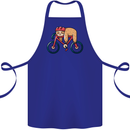Cycling Sleeping Sloth Bicycle Cyclist Cotton Apron 100% Organic Royal Blue