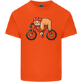 Cycling Sleeping Sloth Bicycle Cyclist Kids T-Shirt Childrens Orange