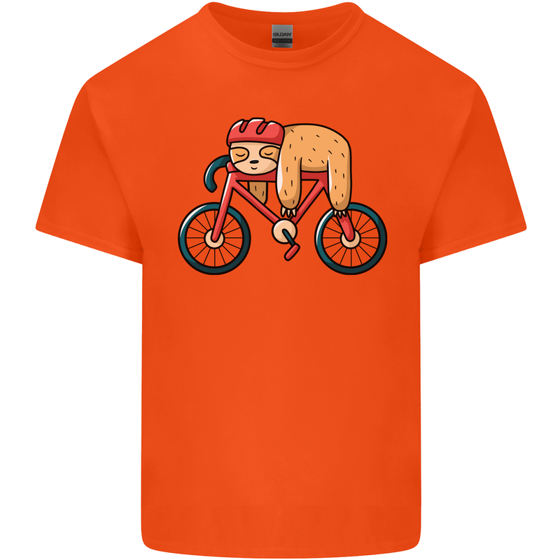 Cycling Sleeping Sloth Bicycle Cyclist Kids T-Shirt Childrens Orange
