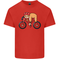Cycling Sleeping Sloth Bicycle Cyclist Kids T-Shirt Childrens Red
