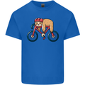 Cycling Sleeping Sloth Bicycle Cyclist Kids T-Shirt Childrens Royal Blue