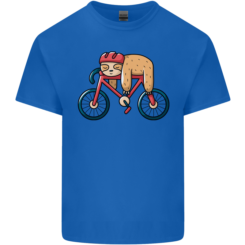Cycling Sleeping Sloth Bicycle Cyclist Kids T-Shirt Childrens Royal Blue