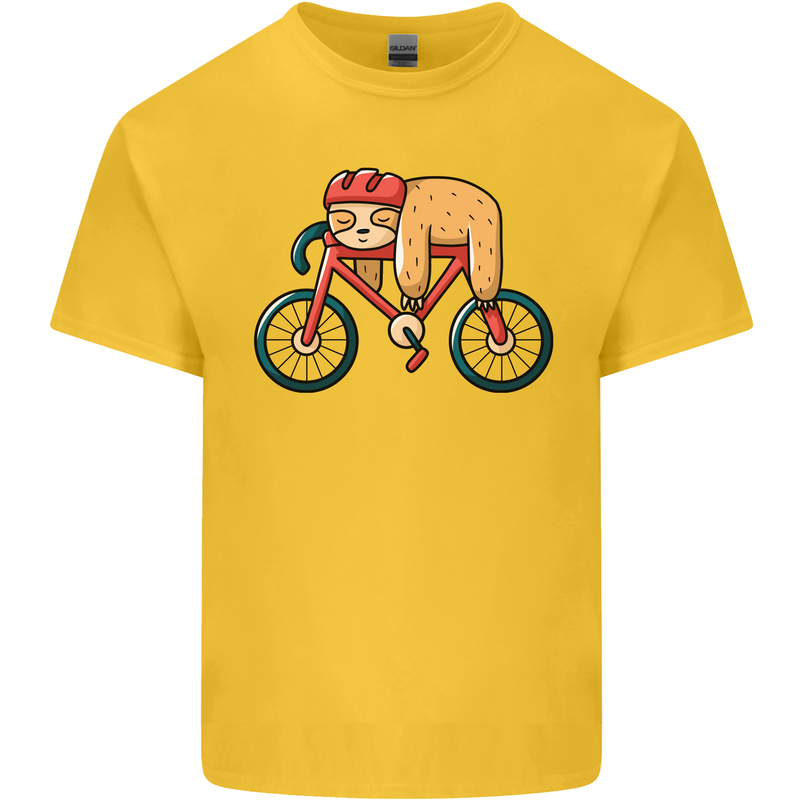 Cycling Sleeping Sloth Bicycle Cyclist Kids T-Shirt Childrens Yellow