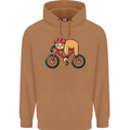 Cycling Sleeping Sloth Bicycle Cyclist Mens 80% Cotton Hoodie Caramel Latte