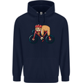 Cycling Sleeping Sloth Bicycle Cyclist Mens 80% Cotton Hoodie Navy Blue
