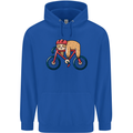 Cycling Sleeping Sloth Bicycle Cyclist Mens 80% Cotton Hoodie Royal Blue