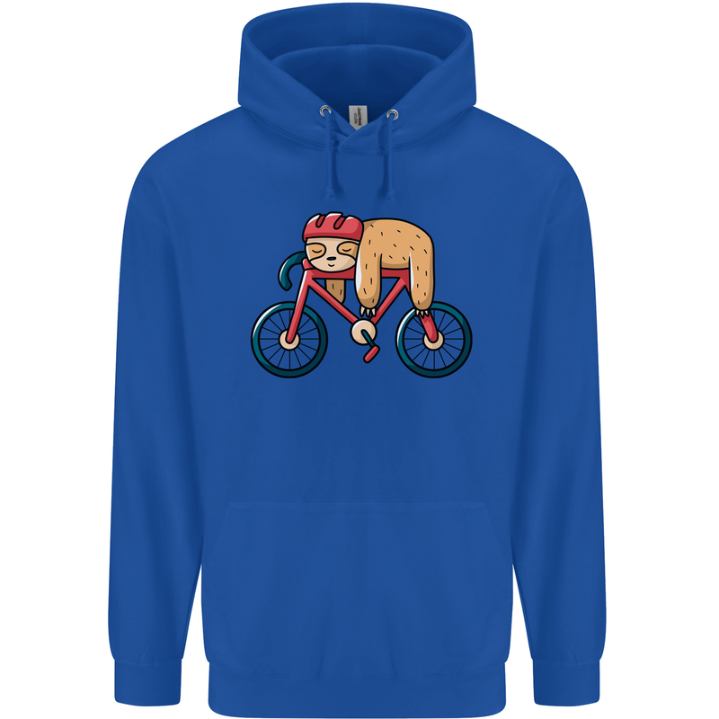 Cycling Sleeping Sloth Bicycle Cyclist Mens 80% Cotton Hoodie Royal Blue