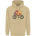 Cycling Sleeping Sloth Bicycle Cyclist Mens 80% Cotton Hoodie Sand