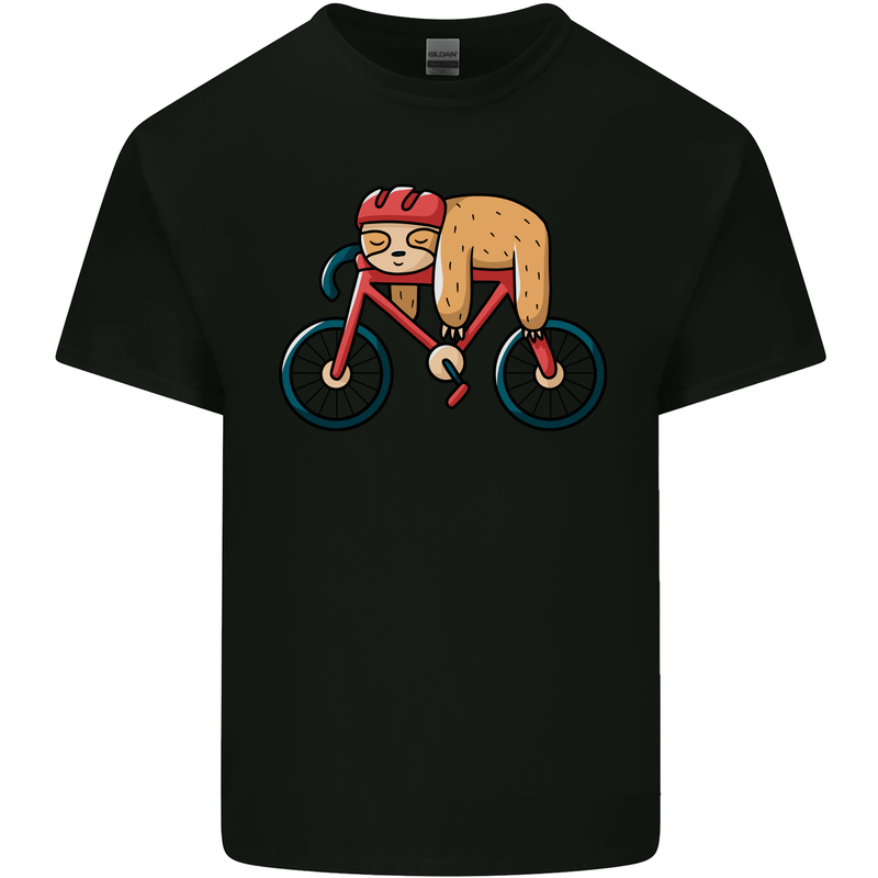 Cycling Sleeping Sloth Bicycle Cyclist Mens Cotton T-Shirt Tee Top Black