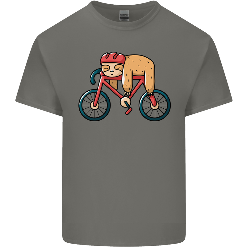 Cycling Sleeping Sloth Bicycle Cyclist Mens Cotton T-Shirt Tee Top Charcoal
