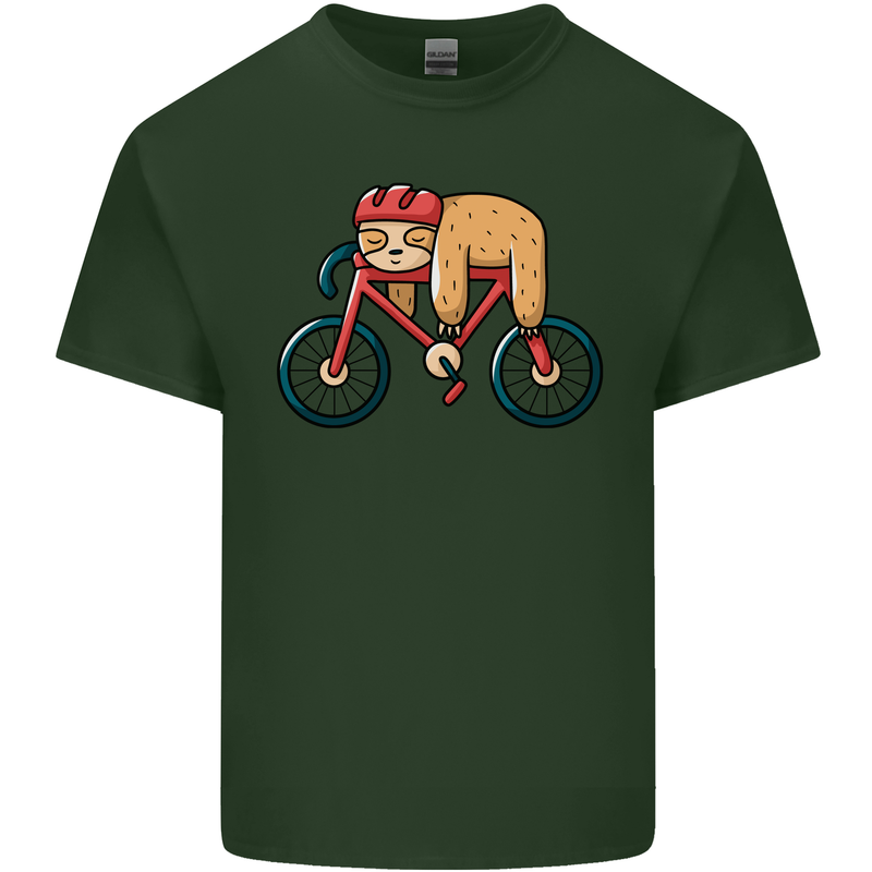 Cycling Sleeping Sloth Bicycle Cyclist Mens Cotton T-Shirt Tee Top Forest Green