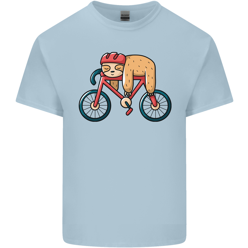 Cycling Sleeping Sloth Bicycle Cyclist Mens Cotton T-Shirt Tee Top Light Blue