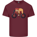 Cycling Sleeping Sloth Bicycle Cyclist Mens Cotton T-Shirt Tee Top Maroon
