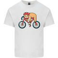 Cycling Sleeping Sloth Bicycle Cyclist Mens Cotton T-Shirt Tee Top White
