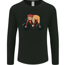 Cycling Sleeping Sloth Bicycle Cyclist Mens Long Sleeve T-Shirt Black