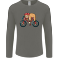 Cycling Sleeping Sloth Bicycle Cyclist Mens Long Sleeve T-Shirt Charcoal