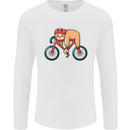 Cycling Sleeping Sloth Bicycle Cyclist Mens Long Sleeve T-Shirt White