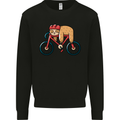 Cycling Sleeping Sloth Bicycle Cyclist Mens Sweatshirt Jumper Black
