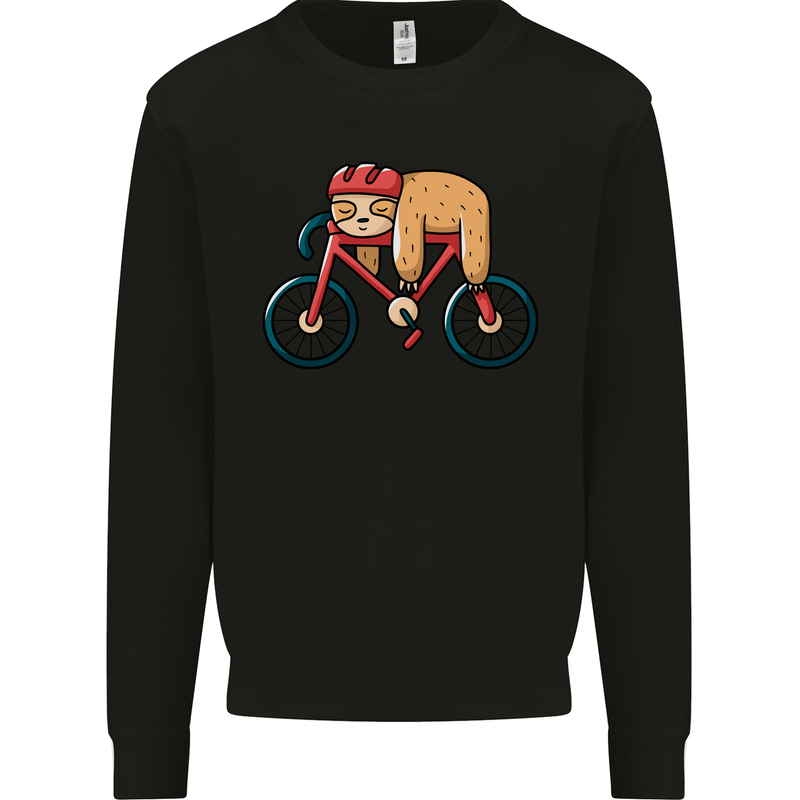 Cycling Sleeping Sloth Bicycle Cyclist Mens Sweatshirt Jumper Black