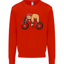 Cycling Sleeping Sloth Bicycle Cyclist Mens Sweatshirt Jumper Bright Red