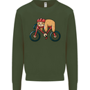 Cycling Sleeping Sloth Bicycle Cyclist Mens Sweatshirt Jumper Forest Green