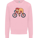 Cycling Sleeping Sloth Bicycle Cyclist Mens Sweatshirt Jumper Light Pink