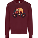 Cycling Sleeping Sloth Bicycle Cyclist Mens Sweatshirt Jumper Maroon