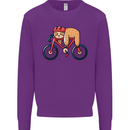 Cycling Sleeping Sloth Bicycle Cyclist Mens Sweatshirt Jumper Purple