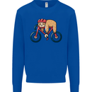 Cycling Sleeping Sloth Bicycle Cyclist Mens Sweatshirt Jumper Royal Blue