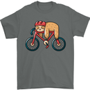 Cycling Sleeping Sloth Bicycle Cyclist Mens T-Shirt Cotton Gildan Charcoal